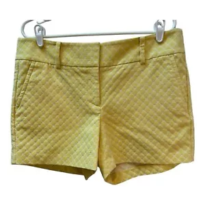 Ann Taylor Yellow Diamond Pattern Textured Preppy Spring Shorts Size 12 - Picture 1 of 9