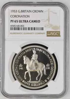 1953 QE II Coronation Proof Crown - NGC PF65UCAM - RARE ULTRA CAMEO — 第 1/2 张图片