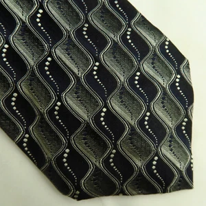 Pierre Cardin Mens Neck Tie Navy Black 100% Silk Abstract Pattern - Picture 1 of 7