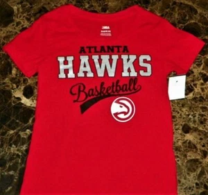 "NEW" Atlanta Hawks ~ FOIL / GLITTER Logo SHIRT ~ NBA Girl's Sz S SMALL (6/6X) - Picture 1 of 2