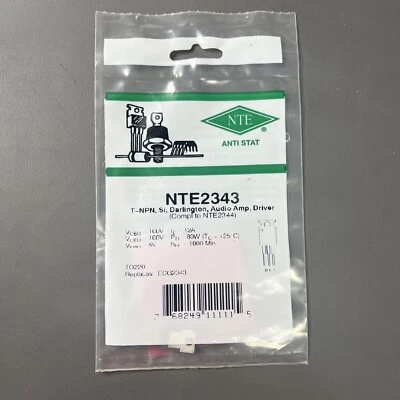 1 Each ~ NTE2343 ~ NPN Darlington Transistor  ~ Audio Amp Driver ~ TO-220 ~ NOS - Image 1 of 2