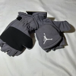 JORDAN Kids Boys Fingerless Convertible Mittens Gray/black Gloves Size 4/7 NEW! - Picture 1 of 6