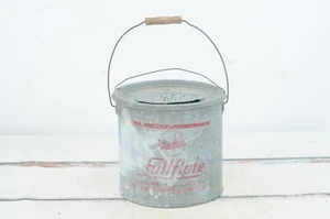 Cubo pececillo rojo vintage flotante completo MFG Co metal galvanizado - Imagen 1 de 9