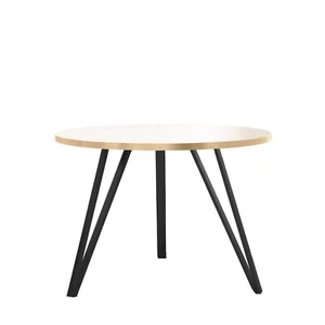 Moderner runder Couchtisch Metall Schwarz/Weiß Loft-Stil mit goldenen Details - Bild 1 von 3