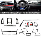 18PCS Car Real Carbon Fiber Interior Trim Decor Cover For BMW F30 F34 2013-2016