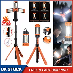 Rechargeable LED·Work Light Tripod Stand Camp Work Site Cordless Emergency Light - Picture 1 of 16