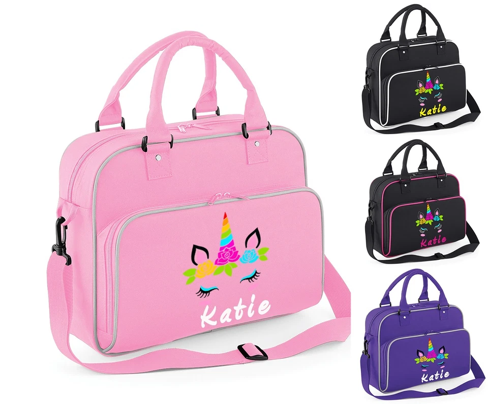 Personalised Shoulder Dance Bag Girls Unicorn Gymnastics Ballet School Gym Kit - Image 1 of 1