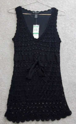 Mini Vestido INC Mujer Grande Negro Mezcla Seda Crochet Capricho Gótico Bruja Cóctel Foto 1 de 4