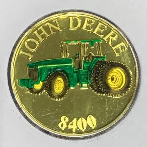 John Deere 8400 Tractor Colorized Silver Round .999 1 oz With Store Card. - Picture 1 of 6