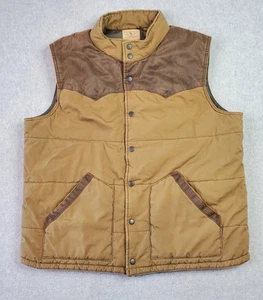 Red Head Ranch Vest Mens XL Brown Western Yoke Quilted Puffer Snap Front - Picture 1 of 15