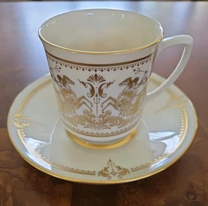 Vintage Lenox Hand Painted China Cup & Saucer 24KT Gold Kings Greek Anthology - Picture 1 of 9