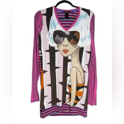 Mini Vestido Custo Barcelona Gráfico Manga Larga Medidas M (4) Pop Art Retro Y2K Foto 1 de 4