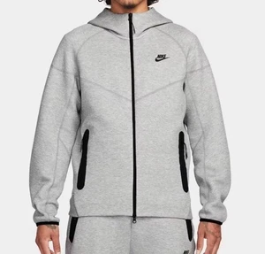 Nike Air Tech Fleece Gray Heather Windrunner Full ZipHoodie Men Sz L FB7921-063 - Picture 1 of 4