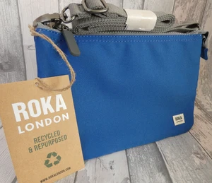 Roka London Carnaby XL Glactic Blue Recycled Canvas Crossbody Bag. RRP £39.95 - Picture 1 of 9
