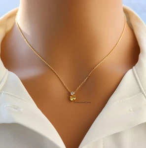 STG 18K Gold Plated November Citrine Gem Birthstone Pendant Necklace - Picture 1 of 3