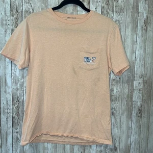 Vineyard Vines Short Sleeve Orange Floral Whale T-Shirt W/ Pocket Size Small - Picture 1 of 10