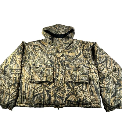 VTG Mens Game Winner Camo Puff Jacket Size Large Hunting Hooded Full Zip Outdoor - Image 1 of 4