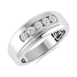 Father Day Special Men's Diamond Band 0.15 Ctw Lab Grown Diamond Band 10K Gold - Picture 1 of 6