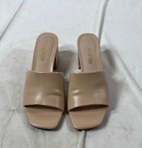 Dream Pairs Women's Nude Square Open Toe Chunky Heel Sandals - Size 8 - Picture 1 of 12