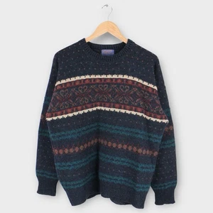 Vintage Pendleton Mens Fair Isle Multi Color 100% Virgin Wool Sweater Large - Picture 1 of 4