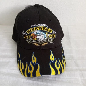 Vintage Daytona Beach Bike Week 2009 Hat Florida 68th Flames NWT Adjust Cap OS - Picture 1 of 7