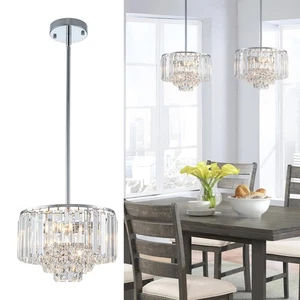 11" Pendant Lights Kitchen Island Chrome, 2-Light Modern Crystal Chandeliers ... - Foto 1 di 9