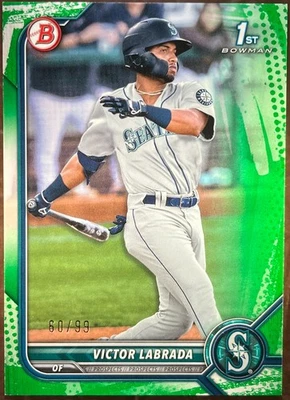 Victor Labrada 2022 Bowman #BP-150 Green Border /99 (RC) Seattle Mariners - Image 1 of 2
