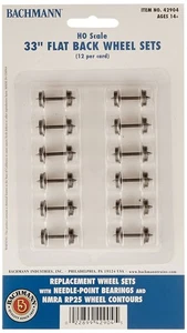 HO Scale 33" Flat Back Train Wheel Sets Pack of 12 Durable Model Railroad Part - Picture 1 of 2