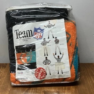 Vintage Biederlack NFL Blanket MIAMI DOLPHINS 60”x 80” BRAND NEW Made in USA - Picture 1 of 6