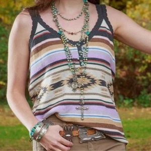 Tasha Polizzi Olivia Agawam Serape Multicolored Knit Tank Size M - Picture 1 of 8