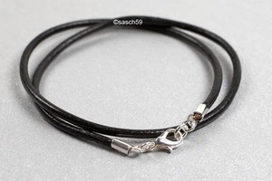 Lederkette nach MASS 3mm ohne Anhänger Leder Kette Lederhalsband schwarz 38cm UG - Bild 1 von 3