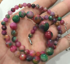 Faceted 6-14mm Multicolor Jade Round Gems Beads Necklace 18''