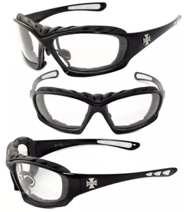 New Men Choppers Foam Padded Sunglasses - Black Frame Clear Lens C49 - Picture 1 of 5