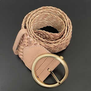 COLE HAAN B29279 Rose Gold Tan Braided Woven Leather Women’s Belt Size L EUC - Picture 1 of 13