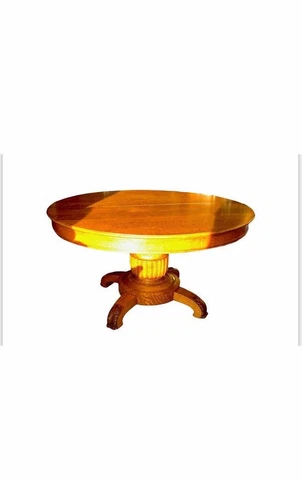 Antique Round Foot Pedestal Dining Table Wooden Cover