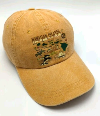 HAWAIIAN ISLANDS Sombrero Amarillo Ajustable Algodón Gorra Foto 1 de 4