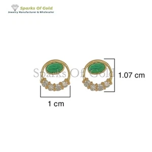 Aretes de diamantes y esmeraldas naturales de oro amarillo de 14 k hechos a mano joyería regalo - Imagen 1 de 3
