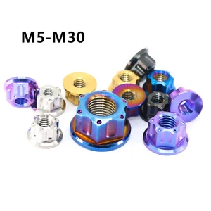 Titanium Nut M6 M8 M10 M12 M14 M16 M20 Ti Flange Nuts for Motorcycle Rear Axle - Picture 1 of 12