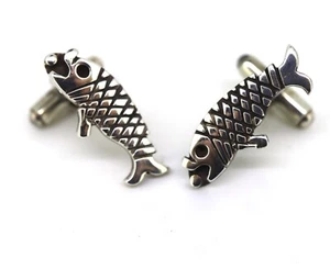 Vintage Silver Plated Stylised Pair of Fun Fish Themed Cufflinks 11g - Picture 1 of 13