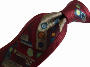 Vitaliano Pancaldi abstract burgundy silver blue woven silk tie ~ 4 X 59 - Picture 1 of 6