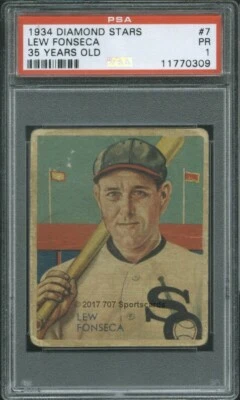 1934 Diamond Stars 7 Lew-35 yr old Fonseca PSA 1 (0309) - Image 1 of 2