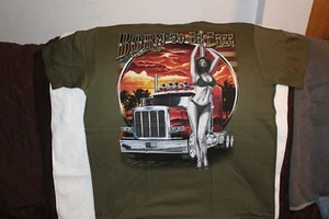 SEMI TRUCK TRUCKER BIG RIG SEXY WOMAN STRIPPER BORN TO BE FREE T-SHIRT SHIRT #5 - Picture 1 of 2