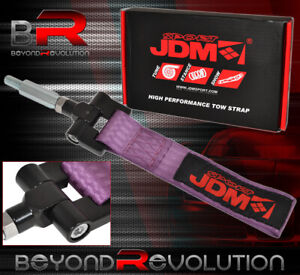 92-98 Bmw E36/Z3 Jdm Vip Tow Towing Hook Nylon Strap+Threaded Adapter Kit Purple