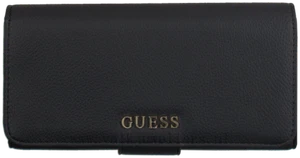 GUESS WOMENS WALLET PURSE SPONGE NEW FAUX LEATHER LARGE BLACK SOLID WINTER 253 - Picture 1 of 5