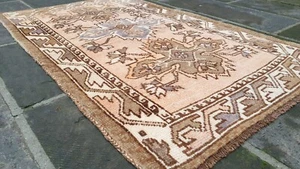 Pastel soft neutral colors small Turkish rug 95x147 cm Handmade Boho Decor - Picture 1 of 10