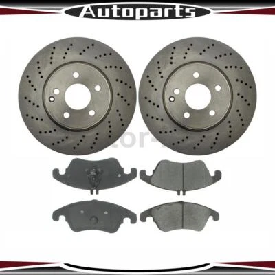 Rotores dianteiros e pastilhas de freio metálicas para 2012 2013 2014 Mercedes-Benz C350 C-Tek - Imagem 1 de 4