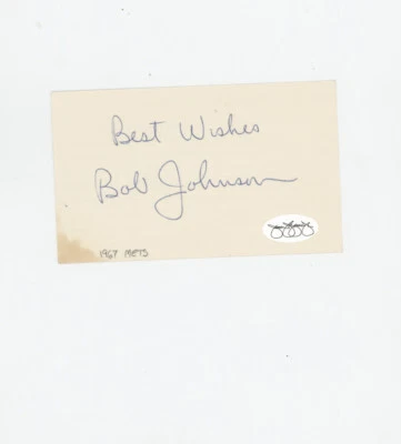Robert W. Johnson 1967  New York Mets signed 3x5 blank index card JSA - Image 1 of 2