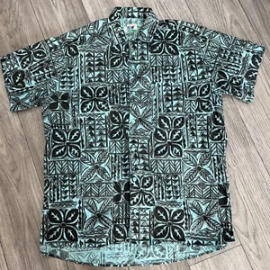 Benetton Vintage Short Sleeve Hawaiian Shirt Aztec print Men's Size M-L - Picture 1 of 6