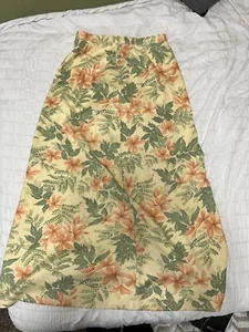 Vintage Tommy Bahama 100% Silk Long Maxi Skirt Yellow Floral Tropical Size 10 - Picture 1 of 4