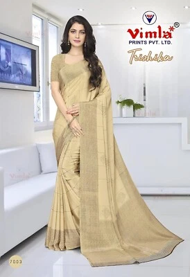 Uniforme de seda Tussar para mujer sari con pieza de mouse sin coser Foto 1 de 4